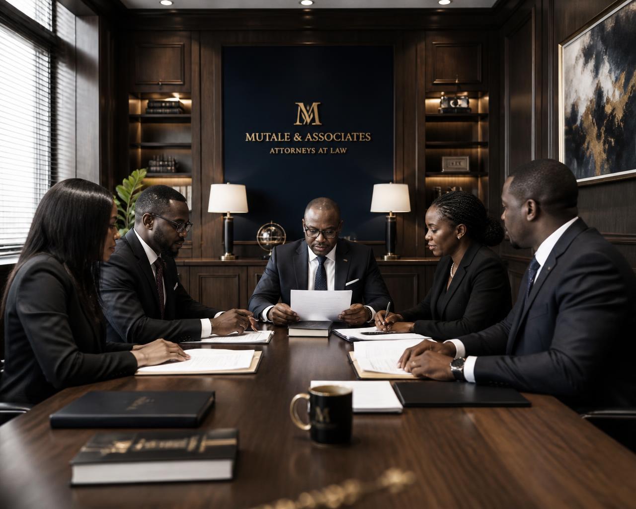 Advocates reviewing legal documents in a corporate boardroom
